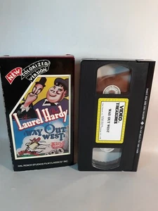1987 WAY OUT WEST Video Treasures Laurel and Hardy  VHS [Colorized] USED 💎 - Picture 1 of 4