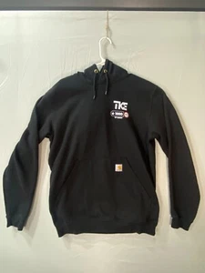 Jersey con capucha Carhartt para hombre, logotipo TKE, talla mediana, bolsillos delanteros, usado - Imagen 1 de 11