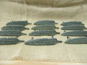 12 Drawer Pulls W/ Screws Feather Dresser Handles Knobs Green Cast Iron Cabinet - Picture 1 of 7