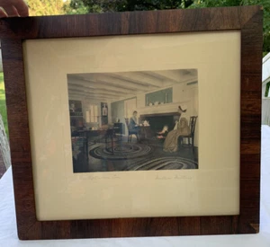 Wallace Nutting "An Afternoon Tea " Hand Colored Photograph Print Signed - Picture 1 of 7