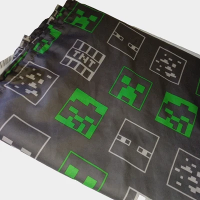 Minecraft Twin Bed Flat Sheet Gray/Green Kids Room Video Game-Theme Jay Franco - Image 1 of 4
