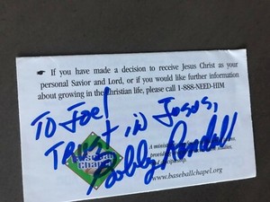 Minnesota Twins BOBBY RANDALL autographed Religious Tract