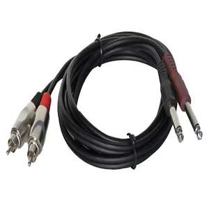 6 Fuß 2-1/4 Zoll 6,3 mm Mono Stecker Kabel auf 2 Cinch Stecker Audiokabel Mixer Lautsprecherkabel - Bild 1 von 15