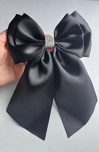 Arco desmontable negro plata cinta satén accesorio vestido arco broche pin 16 cm - Imagen 1 de 4