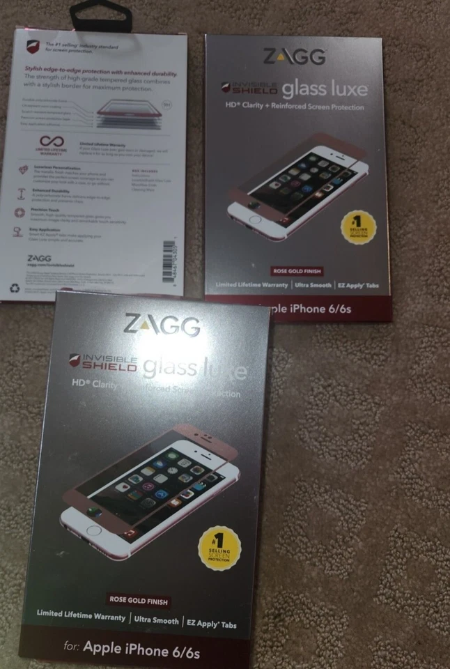 ZAGG Escudo Invisible HD iPhone Cristal + Lujo, Acabado Oro Rosa Para Pantalla 6/6s/7 Foto 1 de 1