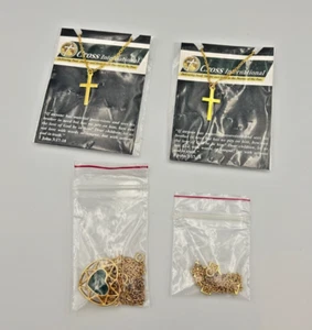 Cross & Heart Pendant Gold Tone Chain Necklace Lot - 5 Total - Picture 1 of 11