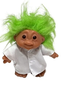 Vintage Troll DAM 1986 Nurse 4.5" Tall Orange Mohair Amber eyes - Picture 1 of 3