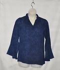 Belle by Kim Gravel V-neck Woven Blouse with Bell Sleeves Size S Twilight