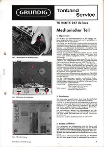 Service Manual Guide For Grundig TK 241/TK 247 De Luxe - Picture 1 of 1