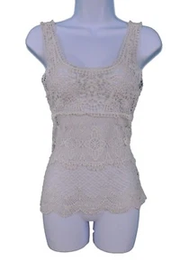 Blusa Top AMERICAN EAGLE Mujer Tejido Crochet Sin Mangas Beige PEQUEÑA - Imagen 1 de 10