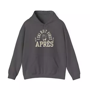 Funny Apres-Ski Beer Hoodie, Happy Hour Ski Hooded Sweatshirt, Cozy Skier Gift - Picture 1 of 38