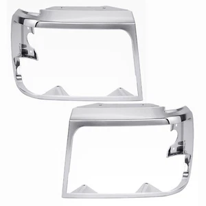 Fit For 1992-1996 Ford Bronco F150 Pickup Headlights Trim Bezel Pair Chrome Set - Picture 1 of 19