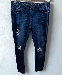 Vizio Jeans Damen 5 Straight Blau Mid Rise Distressed Stretch Denim Y2K Freizeit - Bild 1 von 8