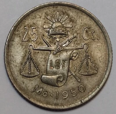 México 1950 25 centavos Foto 1 de 2