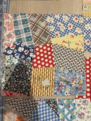 Vintage Farmhouse Feed Sack  Backing Novelty Prints 20 squares 13" 1920 30's - Image 1 of 4