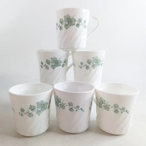 Set of 6 Vintage CorningWare Corelle Callaway Ivy Scalloped Coffee Tea Cups - Picture 1 of 6