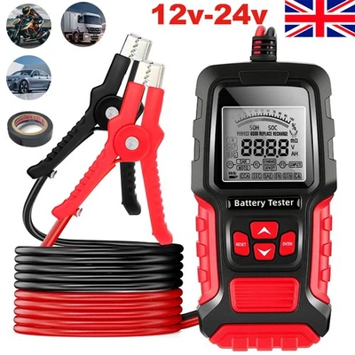 12V 24V Car Battery Tester LCD Load Analyzer Cranking Charging Diagnostic Tool - Image 1 of 4