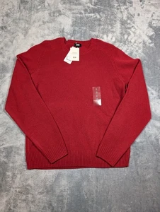 Suéter Uniqlo Para Hombres Mediano Rojo Premium Lana de Cordero Cuello Redondo Pullover Tejido Nuevo - Imagen 1 de 6
