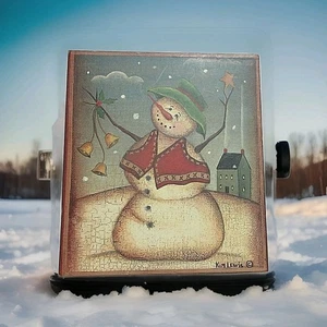 Primitive/Country Snowman print Christmas Photo Album by Kim Lewis 4x6 pictures - Picture 1 of 6