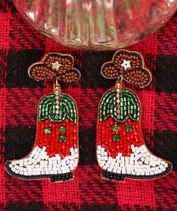 Christmas - Steppin' into the Season Seed Bead Earrings - Picture 1 of 1