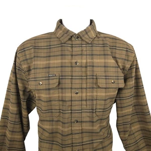 PONCHO Plaid Flannel Shirt Magnetic Pockets Slim Fit Button Down L - Picture 1 of 7