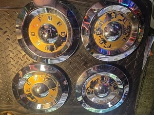 1957 1958 1959 Ford Hubcaps Fairlane Galaxie 300 Hubcaps Dog Dish Gold - Picture 1 of 11