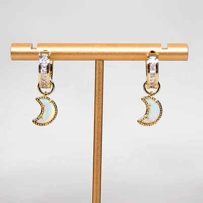 Pendientes Kendra Scott circonita cúbica bisagra oparex ópalo luna gota oro nuevos con etiquetas Foto 1 de 4