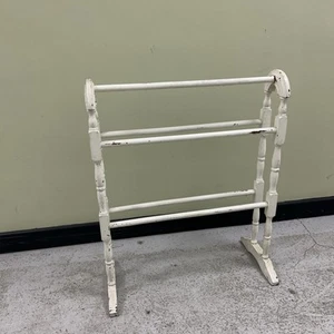 Vintage Traditional White Wooden Towel Rail Solid Wood - Picture 1 of 11