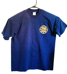 Vintage Single Stitch New Orleans Fire Dept T Shirt Short Sleeve Blue Cotton - Picture 1 of 11