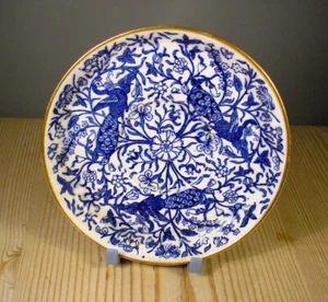 Derby Porcelain Blue Peacock Demitasse Coffee Saucer 1880s - Picture 1 of 3