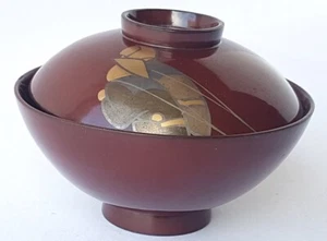 ASIATIKA Deckelschale/ Chawan Pappmache lackiert handbemalt Japan 1900 O421 - Picture 1 of 11