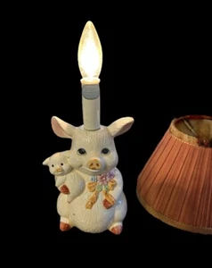 VINTAGE ALBERT PRICE MOMMY PIG & BABY PIG LAMP WORKS - Picture 1 of 9