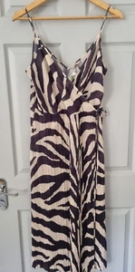 H&M Pleated Tiger Print Wrap Dress Size Large Brand New WithTags - Picture 1 of 9