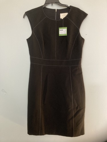 Abito da donna Kate Spade tubino tinta unita girocollo cuciture nero prezzo al pubblico consigliato $328