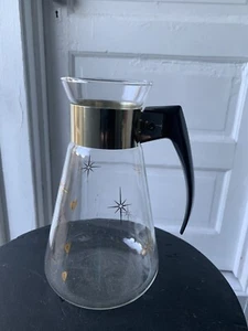 Vintage Corning Atomic Starburst hitzebeständiges Glas 6 Tassen Kaffeekanne Karaffe - Bild 1 von 7