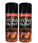 2 x400ml Heat Resistant BLACK Matt Spray Paint Stove High Temperature paint 600C