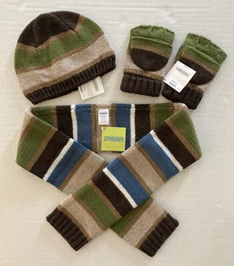 NWT Gymboree Arctic Adventure 8 & Up Brown Green Sweater Knit Hat Scarf MIttens - Picture 1 of 2