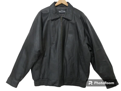 Jaqueta de Moto Bombardeiro de Couro Bruto Preta Vintage Anos 90 PB Martin Zíper Completo Y2K - Imagem 1 de 4