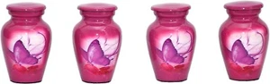 4er Set rosa Schmetterling Aufbewahrungsurnen elegant für Menschasche Memorial Safekeep - Bild 1 von 5
