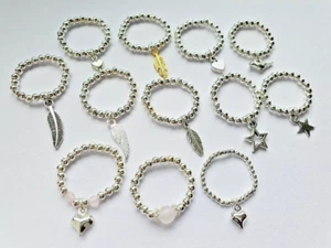 Stunning Silver beaded Charms stretch cute Boho toe/finger rings 30 Styles gift - Picture 1 of 50