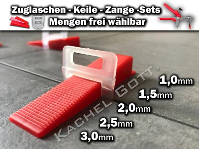 Zuglaschen Fliesen Nivelliersystem 1 1,5 2 2,5 3 mm Verlegehilfe Plan System  - Bild 1 von 4