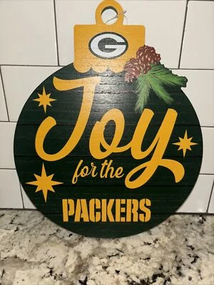 Placa de madera Green Bay Packers Foco Forever Collectors NFL Joy Holiday Christmas Foto 1 de 4