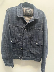 Double RL RRL Men's Navy Jacpuard denim jacket limited edition size large NEW - Picture 1 of 10