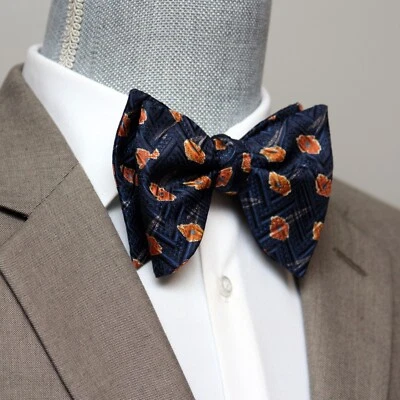 Мужской галстук-бабочка 100% шелк большая бабочка S632 оранжевые маки - Изображение 1 из 4