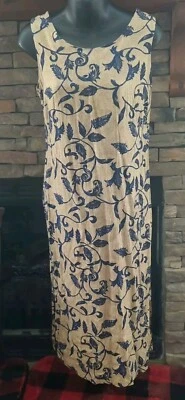 Vestido Feminino Vintage Miss Dorby Tamanho 6P Pequeno Maxi Floral Bege e Azul Marinho Tamanho 6 - Imagem 1 de 4