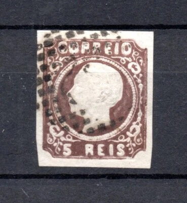 Portugal 1862 old 5 Reis king Luis stamp (Michel 12 I) nice used - Image 1 of 2