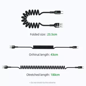 AICase USB A To USB C Nylon Coiled Spiral Fast Charging Data Cable Cord 6FT - Picture 1 of 11