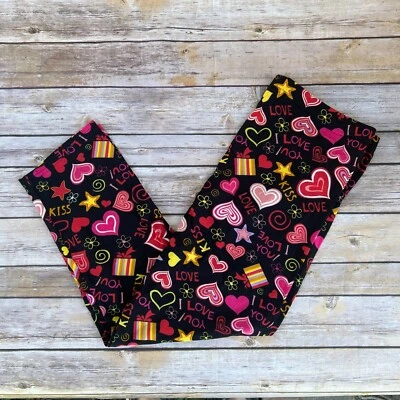 Leggings femininas Love Hearts Dia dos Namorados I Love You CAPRI TC plus size 10-18 - Imagem 1 de 3