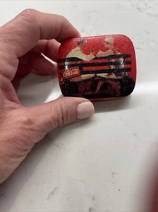 Vintage Coca Cola Small Metal Pill Box Collectible-Hinged Lid - Picture 1 of 4