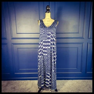 Vestido midi tribal azul sin mangas con borla talla pequeña - Imagen 1 de 11
